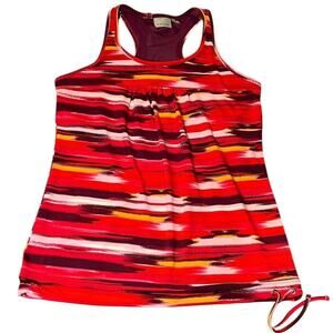 Athleta Women's Large Red Pink Tinker Tank‎ Racerback Sleeveless Striped Top Bra